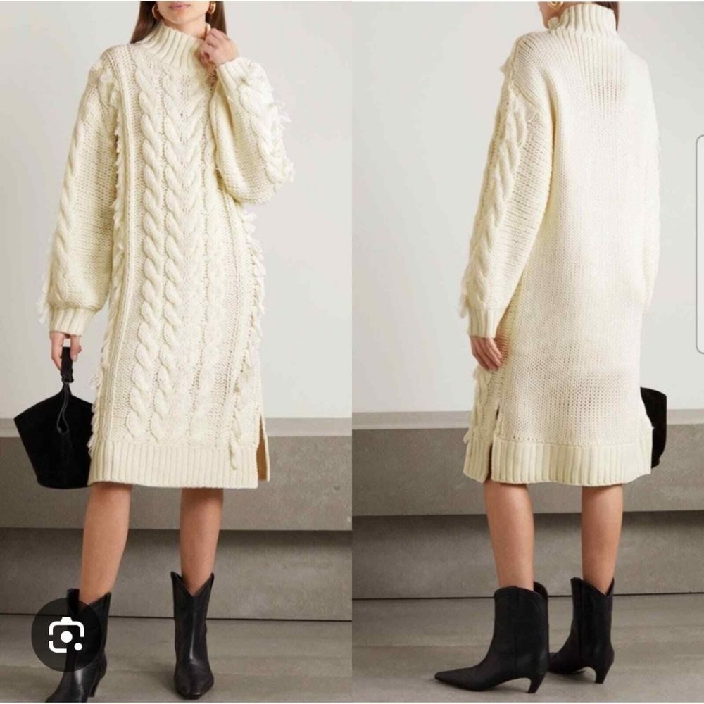 NWT Farm Rio Cable Knit Sweater Dress - Cream S Boho